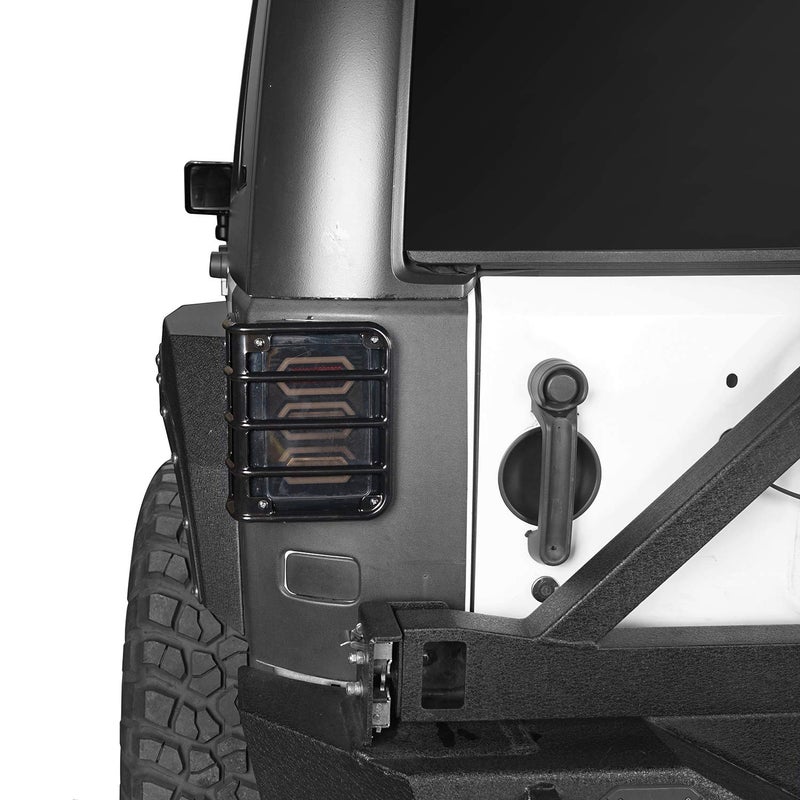 Hooke Road Wrangler Tail Light Covers Rear Taillight Euro Guard Black Light Cage fit for 2007-2018 Jeep Wrangler JK & JKU Unlimited - Pair - Image 4